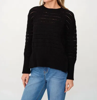 Six/fifty Women's Jaden Crochet Crew Neck Sweater In Black