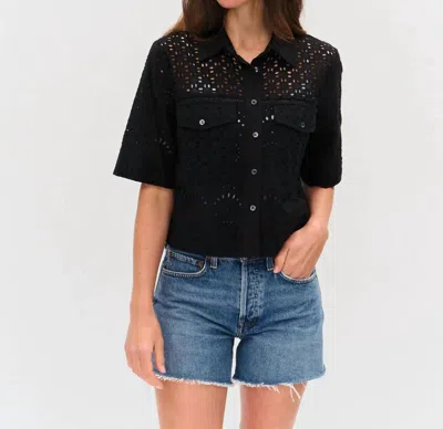 Six/fifty Women's Tove Eyelet Double Pocket Top In Black