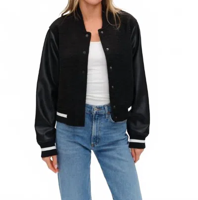 Six/fifty York Shearling Bomber Jacket In Multi In Black