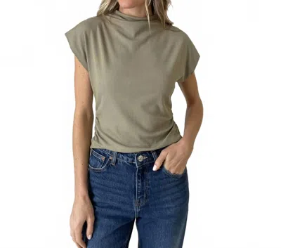 Six/fifty Zoe Mock Neck Layering Top In Moss In Green