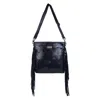 Sixtease Bags Women's Leather Fringed Crossbody In Silver Black Polka Dots
