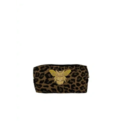 Sixton Leopard Print Make-up Bag & Gold Bee Pin Small In Animal Print