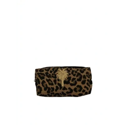 Sixton Leopard Print Make-up Bag & Gold Palm Tree Pin Small In Animal Print