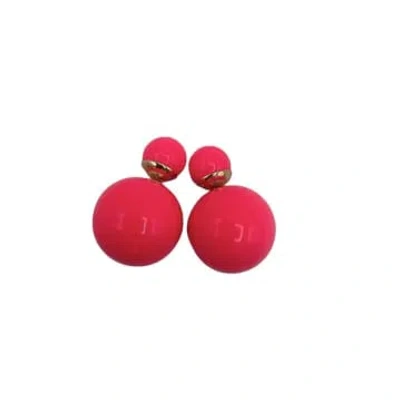 Sixton London Hot Pink Orb Earrings In Red