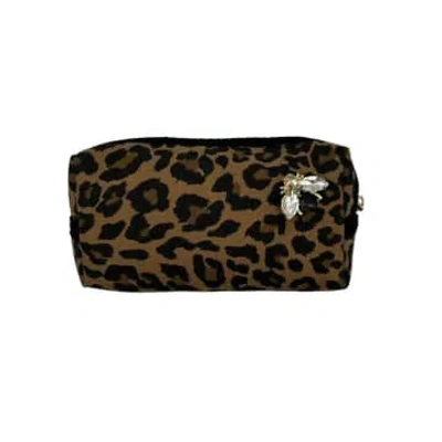 Sixton London : Leopard Print Make-up Bag & Luna Bee Pin In Animal Print