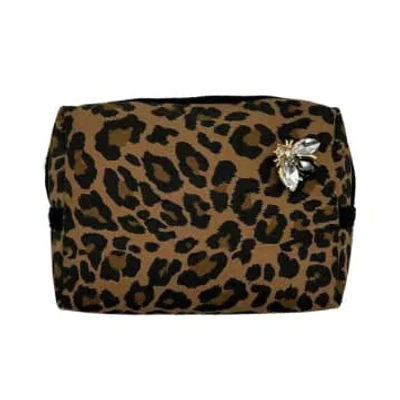 Sixton London : Leopard Print Make-up Bag & Luna Bee Pin In Animal Print