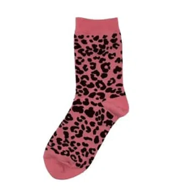 Sixton London Leopard Socks: Pink