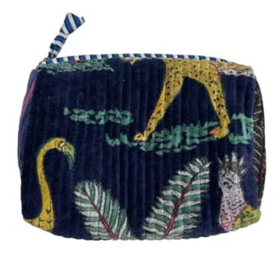 Sixton London Madagascar Make-up Bag In Blue With An Insect Brooch
