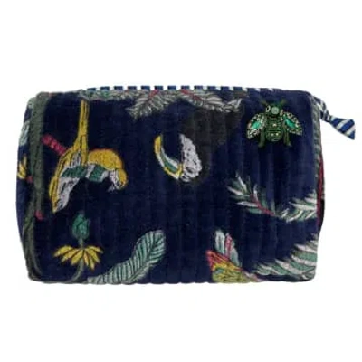 Sixton London : Madagascar Make Up Bag In Blue With Insect Brooch