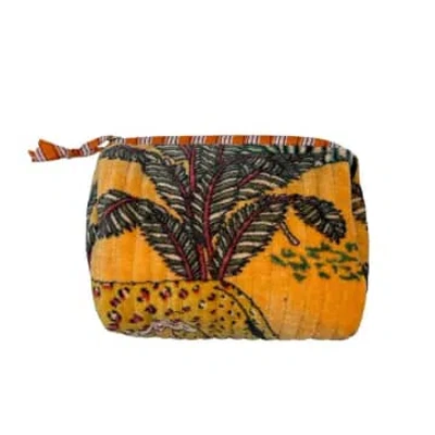 Sixton London Madagascar Make Up Bag In Gold: Small In Yellow