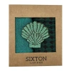 SIXTON LONDON : TURQUOISE MIX DUO SOCK BOX WITH MINT SHELL BROOCH