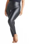 Sixty One Faux Leather Side Zip Legging In Black In Gray