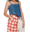 Sixxta Celebration Tie Strap Top In Classic Denim In Multi