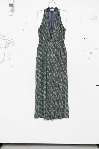 Siyu Printed V-neck Maxi Dress In Green