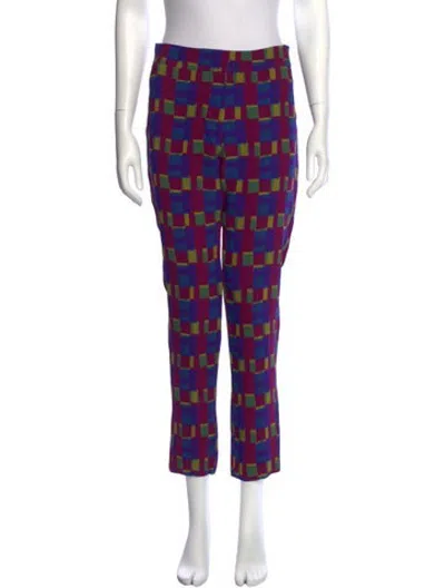 Pre-owned Siyu Colorblock Pattern Straight Leg Pants In Purple