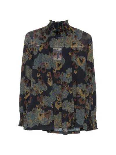 Siyu Floral-print Smocked-neck Blouse In Pattern