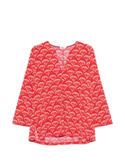 Siyu Floral-print V-neck Blouse In Red