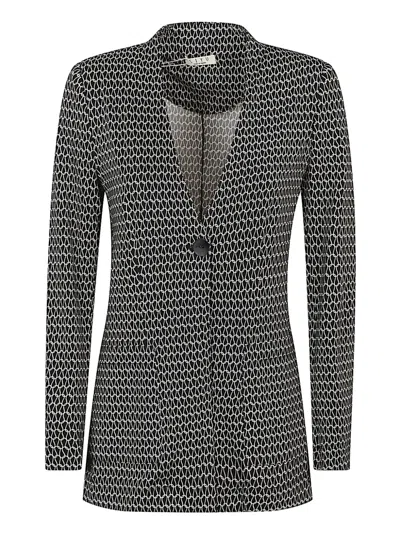 Siyu Geometric-print Button Jacket In Black