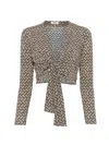 Siyu Geometric-pattern Tie-front Blouse In Neutral