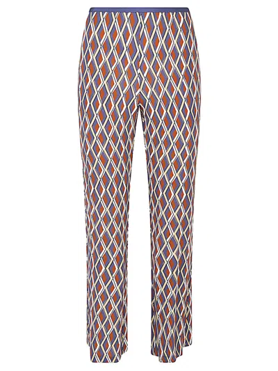 Siyu Maroon Printed Trousers In Blue