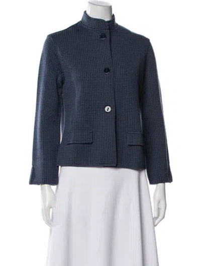 Pre-owned Siyu Merino Wool Patterned Jacket In Blue