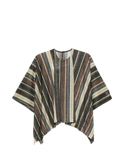 SIYU WOMEN MULTICOLOR STRIPES ROUND NECK TOP