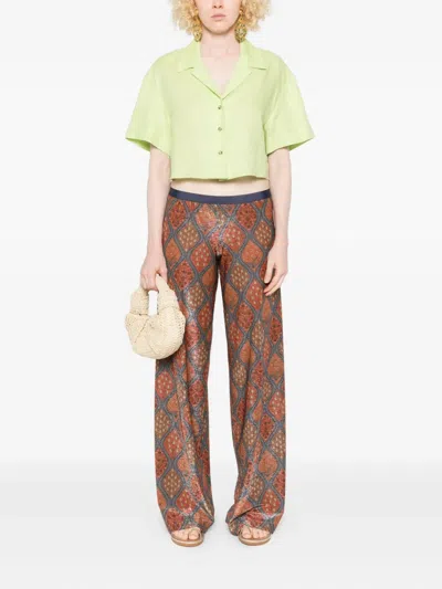 Siyu Patterned Straight Trousers In Orange