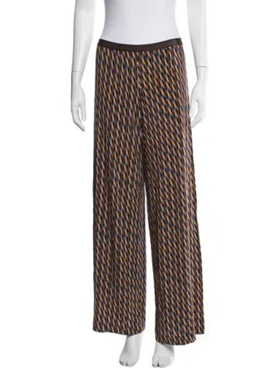 Pre-owned Siyu Patterned Wide Leg Pants In Brown