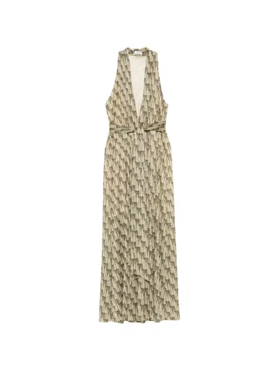 Siyu Plunging-neckline Belted Maxi Dress In Multi