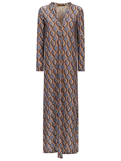 Siyu Printed Long Dress In Multicolour