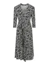 Siyu Abstract-print Belted-waist Midi Dress In Black