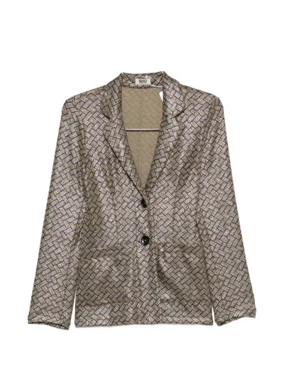SIYU TALLIS PATTERNED BUTTON-FASTENING BLAZER