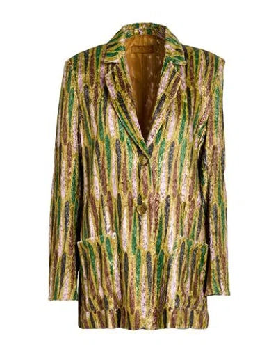 Siyu Woman Blazer Lime Green Size 6 Viscose, Polyester, Silk In Multi