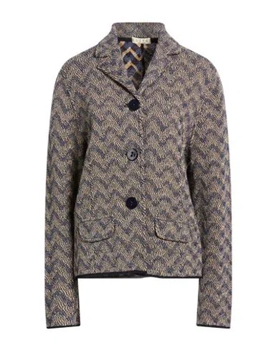 Siyu Woman Blazer Navy Size 8 Merino Wool In Neutral