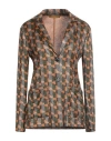 Siyu Woman Blazer Orange Size 8 Viscose, Polyamide, Polyester In Orange