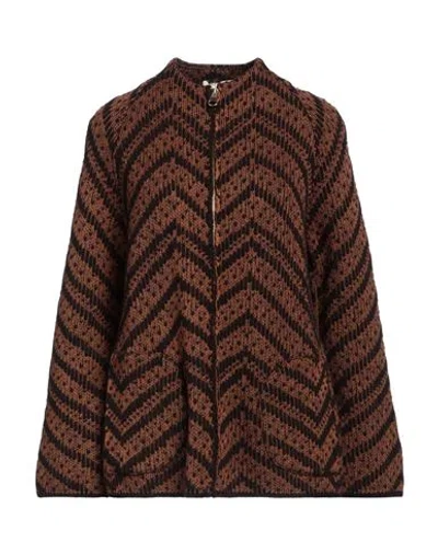 Siyu Woman Cardigan Brown Size 8 Merino Wool