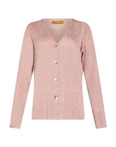 Siyu Woman Cardigan Rose Gold Size 4 Viscose, Metallic Fiber In Pink