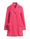 SIYU SIYU WOMAN COAT FUCHSIA SIZE 6 MERINO WOOL