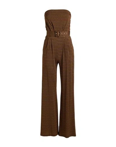Siyu Woman Jumpsuit Dark Brown Size 4 Viscose, Elastane