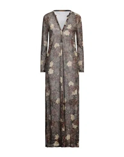 Siyu Woman Maxi Dress Brown Size 6 Viscose, Polyester, Polyamide