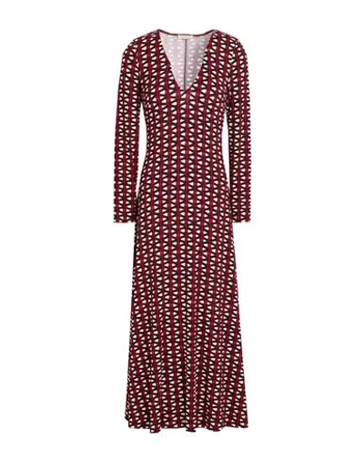 Siyu Woman Maxi Dress Chocolate Brown Size 8 Viscose, Elastane In Burgundy