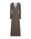 Siyu Woman Maxi Dress Dark Brown Size 8 Viscose, Elastane In Brown