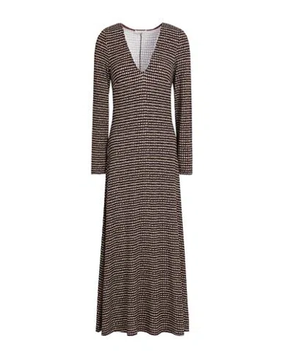 Siyu Woman Maxi Dress Dark Brown Size 8 Viscose, Elastane