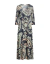 Siyu Woman Midi Dress Navy Size 4 Polyamide, Elastane In Navy Blue