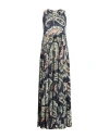 Siyu Woman Maxi Dress Navy Size 4 Polyamide, Elastane In Navy Blue