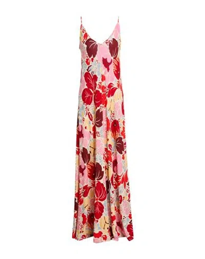 Siyu Woman Maxi Dress Red Size 4 Viscose, Elastane In Multi