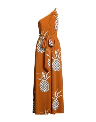 Siyu Woman Maxi Dress Tan Size 6 Polyamide, Elastane In Brown