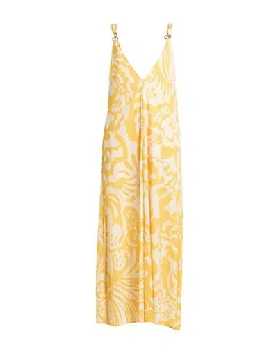 Siyu Woman Maxi Dress Yellow Size 4 Viscose, Polyester, Polyamide