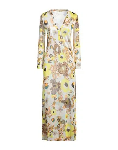 Siyu Woman Maxi Dress Yellow Size 6 Viscose, Polyester, Polyamide