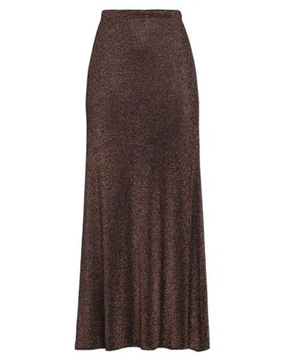 Siyu Woman Maxi Skirt Dark Brown Size 8 Viscose, Metallic Fiber